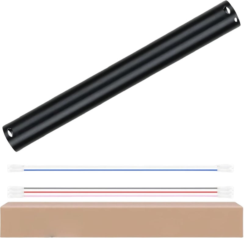 FEHEED 4 Inch Ceiling Fan Downrod, 1" Diameter Matte Black Ceiling Fan Extension Rod (No Threads) with 5 x 18-AWG Wires,Universal Down Rods for Ceiling Fans,Easy Installation - Image 1